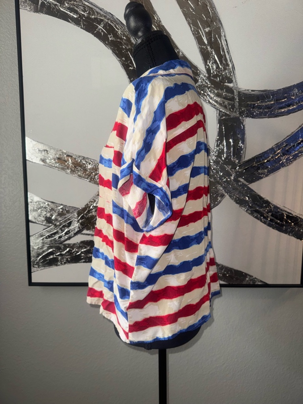 LuLaRoe Red White and Blue Striped Pattern Top - Picture 2 of 5